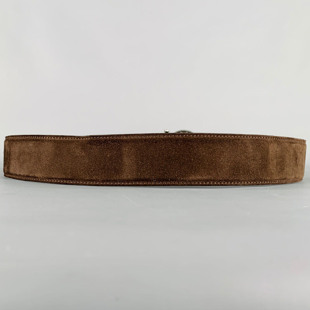 SALVATORE FERRAGAMO Size 36 Brown Gunmetal Suede Belt – Sui  display picture 1
