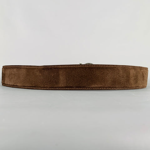 SALVATORE FERRAGAMO Size 36 Brown Gunmetal Suede Belt