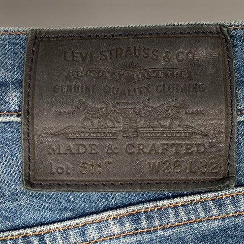 LEVI STRAUSS Size 28 511 Blue Organic Cotton Slim Selvedge Jeans
