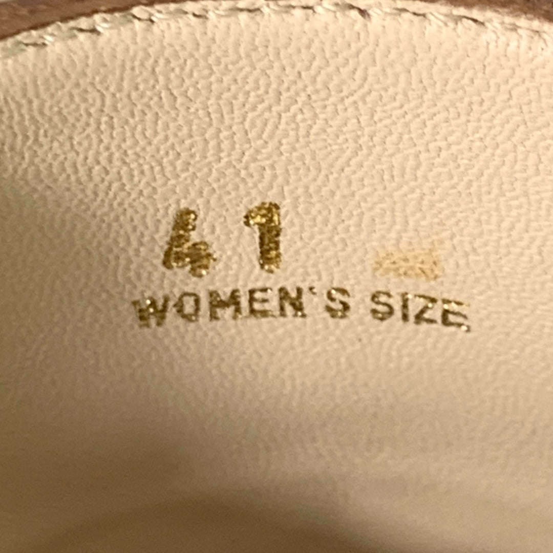 TOD'S Size 11 Tan Multi Color Canvas Abstract Chain Buckle Slip On Flats