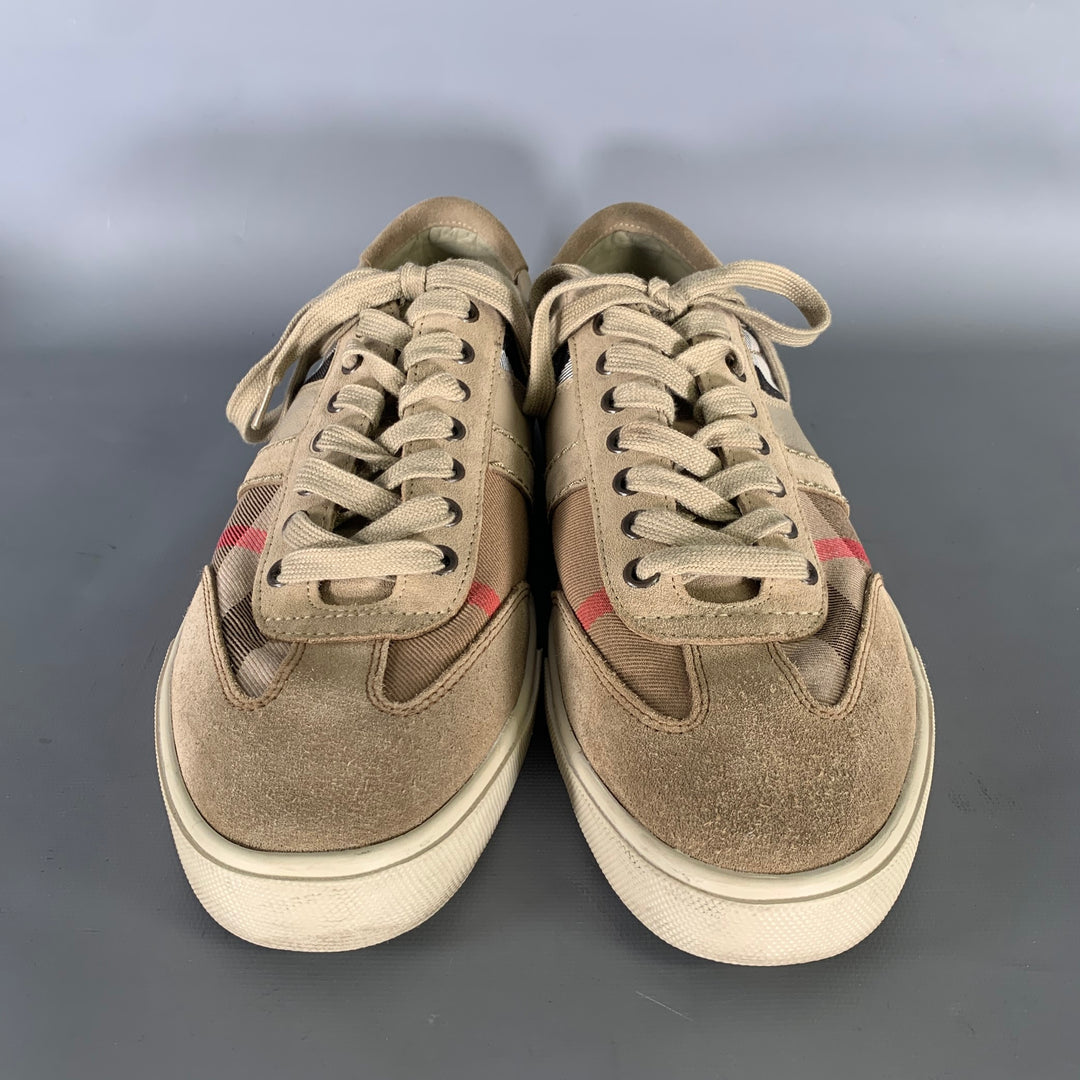 BURBERRY Size 10 Tan Brown Plaid Low Top Sneakers