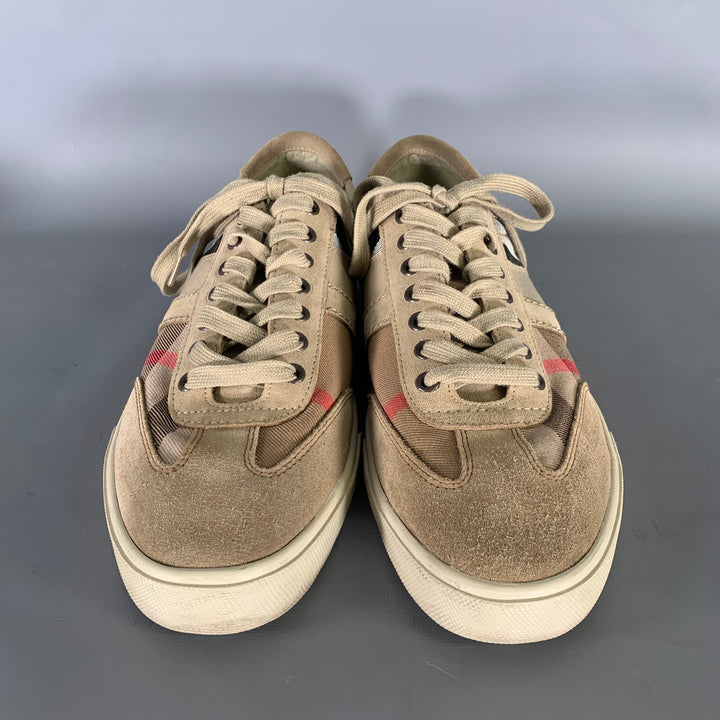 BURBERRY Size 10 Tan Brown Plaid Low Top Sneakers