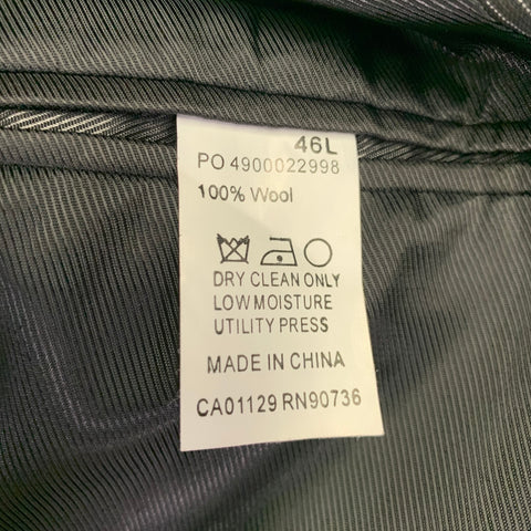 CALVIN KLEIN Size 46 Black White Pinstripe Wool Single Breasted Suit