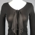 GIAMBATTISTA VALLI Size S Black Scoop Neck Ribbon Fringe Snap Cardigan GIAMBATTISTA VALLI
