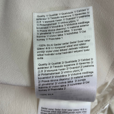 Robe droite sans manches en soie et dentelle écrue à col bateau, taille 6, ESCADA