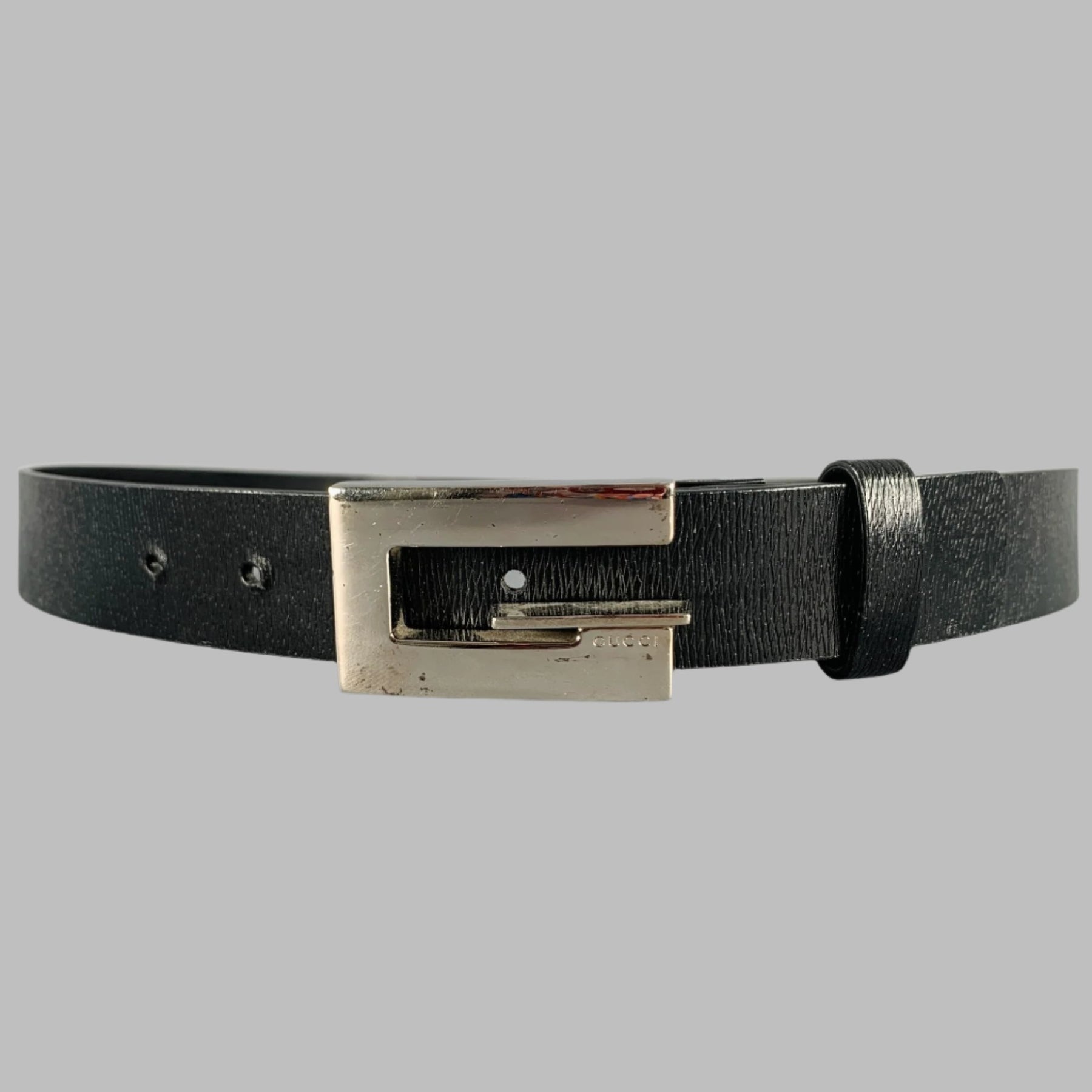 Gucci classic silver buckle black belt size 34 NEW! GUCCI Men main image 2