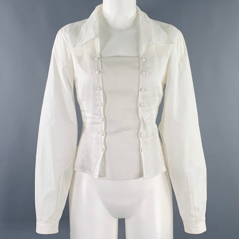 ANNE FONTAINE Size M White Cotton Blouse Casual Top