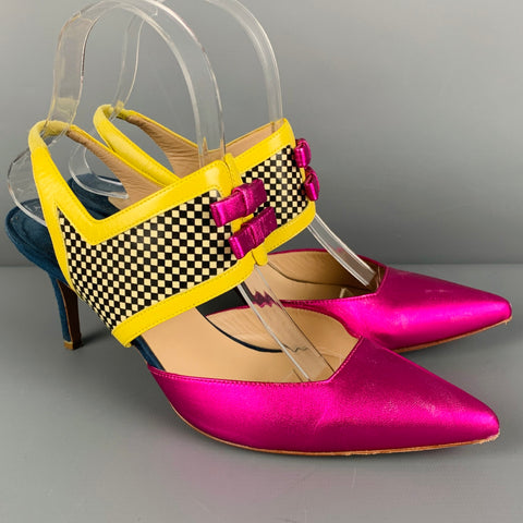 NICHOLAS KIRKWOOD Talla 8 Zapatos de tacón con patrones mixtos de cuero multicolor rosa