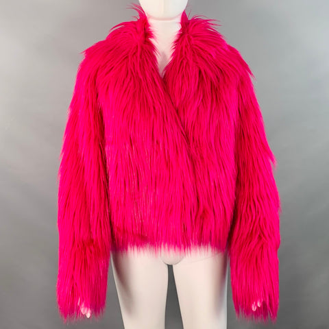 STAND STUDIO Size S Janet Fuchsia Shaggy Modacrylic Blend Faux Fur Jacket