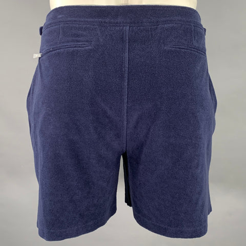 RALPH LAUREN Size L Navy Terry Cotton Side Tabs Shorts