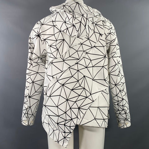 COMME des GARCONS HOMME PLUS 2018 Size S White Black Geometric Deconstructed Hoodie Jacket