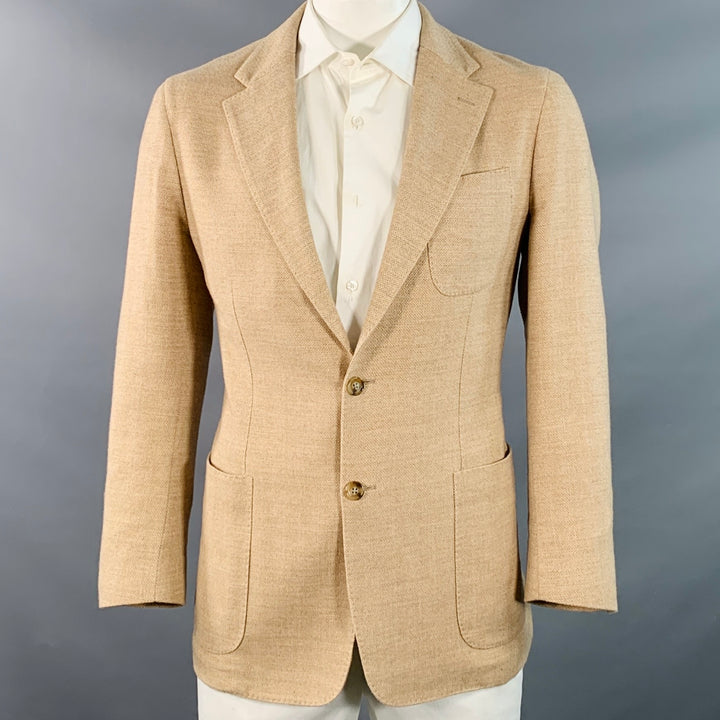 TODD SNYDER Size 42 Regular Camel Woven Polyester Notch Lapel Sport Coat
