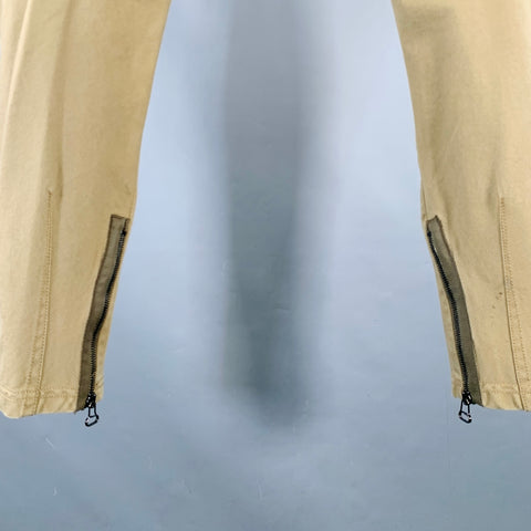 LANVIN Size 32 Tan Twill Cotton Tapered Ankle Zips Casual Pants