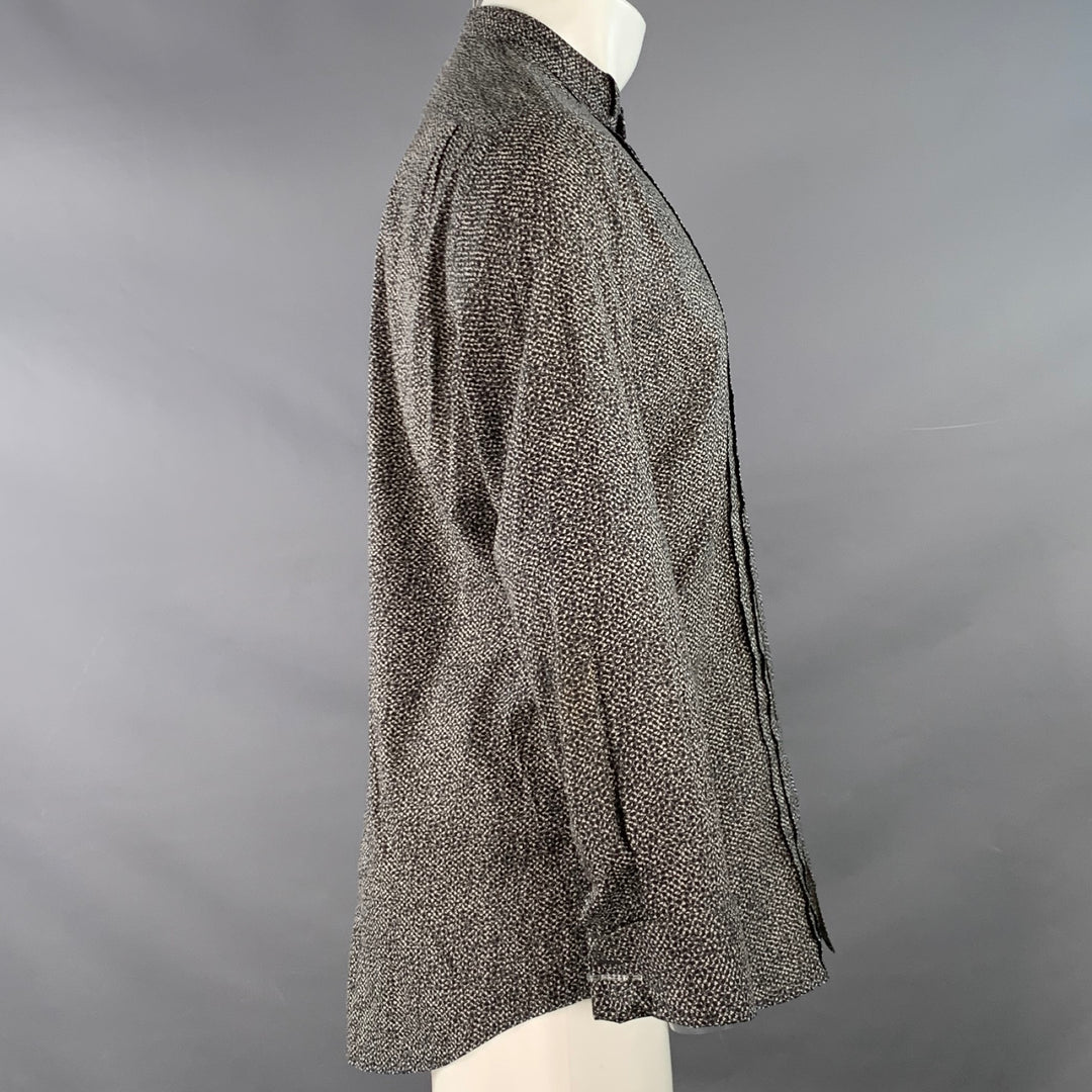 JOHN VARVATOS Size M Black White Abstract Floral Pleated Tuxedo Long Sleeve Shirt