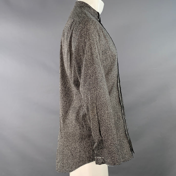 JOHN VARVATOS Size M Black White Abstract Floral Pleated Tuxedo Long Sleeve Shirt