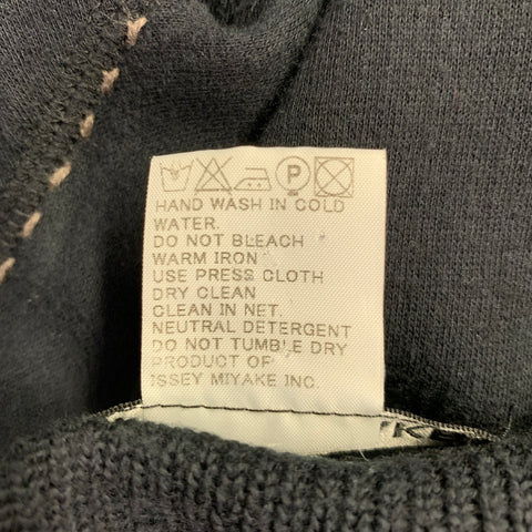 ISSEY MIYAKE Size L Black Taupe Contrast Stitch Cotton Crew Neck Pullover