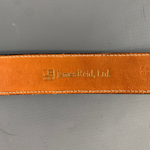 JAMES REID Size 36 Blue Navy Nubuck Lizard Belt