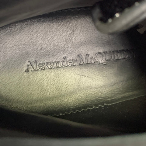 ALEXANDER MCQUEEN Size 10 Black Studded Leather Lace Up Boots