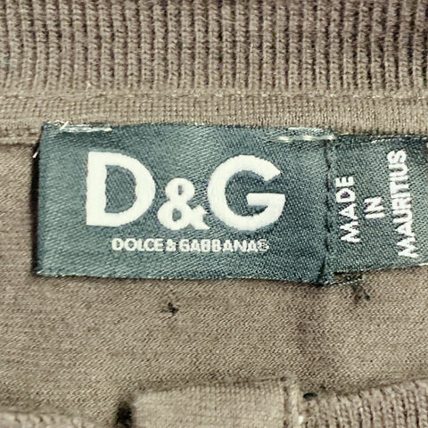 D&G by DOLCE & GABBANA Size XL Brown Black Metallic Gold Print Cotton Henley Pullover