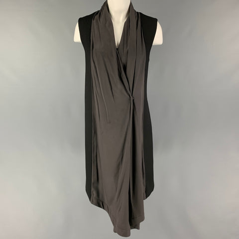 LUTZ HUELLE Taille 4 Robe sans manches en laine charbon noir