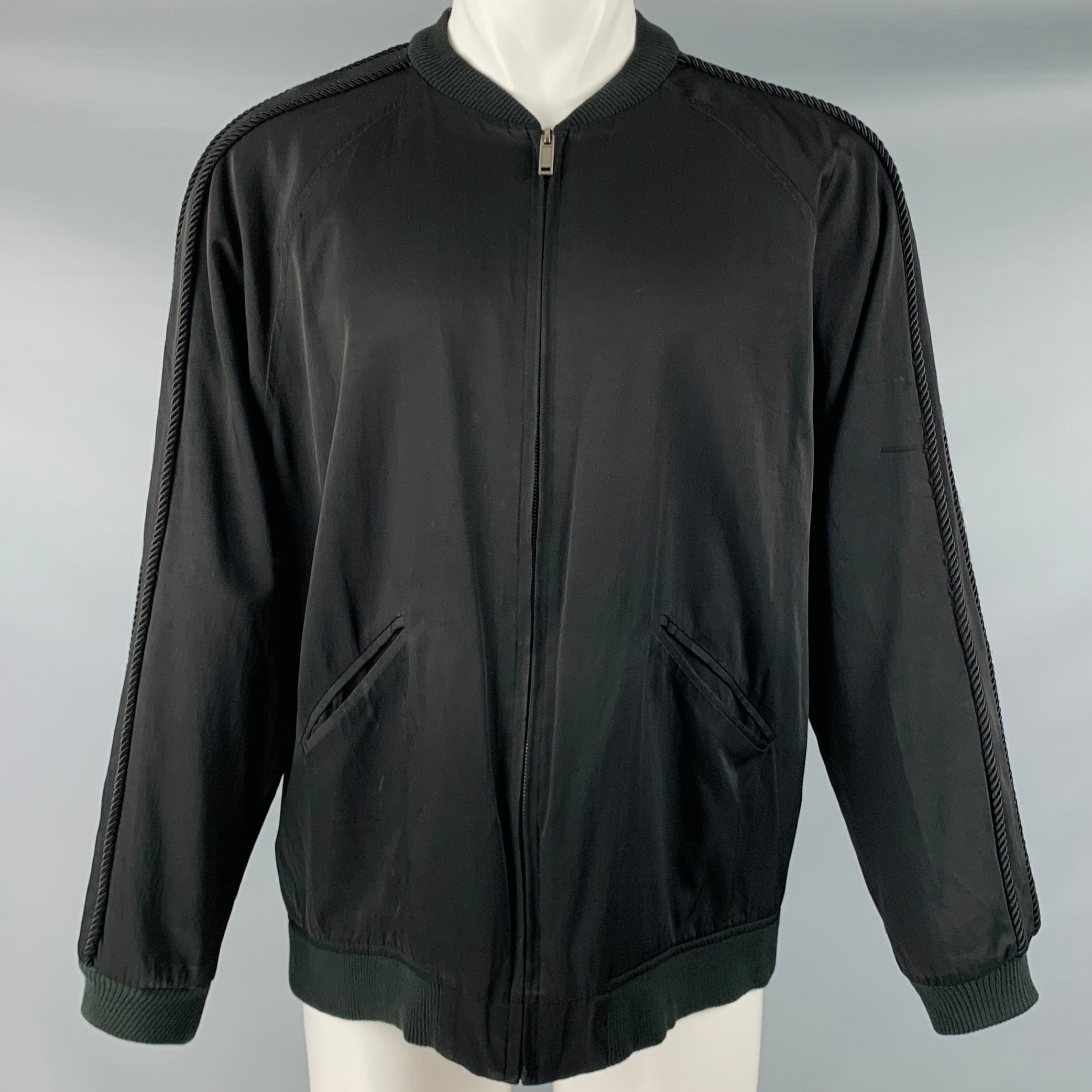 CHRISTIAN DADA Size M Black Rayon Blend Bomber Jacket