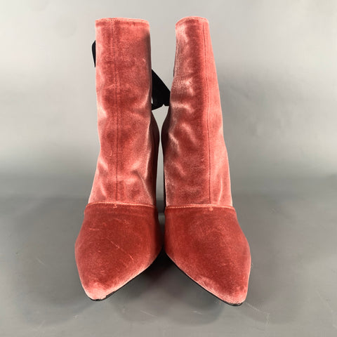 ROBERT CLERGERIE Size 7 Pink Black Velvet Pointed Toe Boots