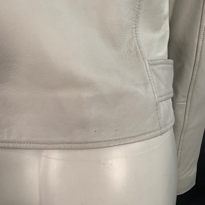 WALTER BAKER Size S White Leather Lambskin Zip Pockets Biker Jacket