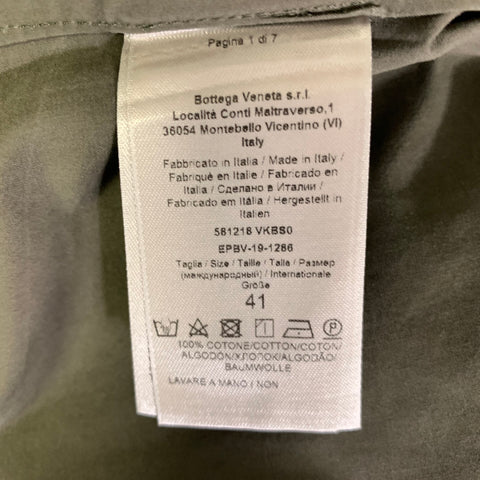 BOTTEGA VENETA Size M Green Olive Solid Cotton Dagger Long Sleeve Shirt