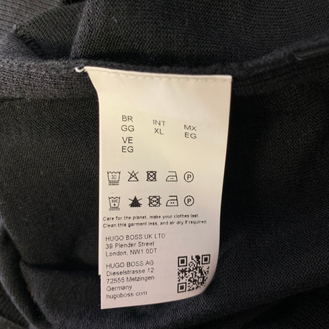 HUGO BOSS Size XL Black Knitted Wool Crew-Neck Pullover