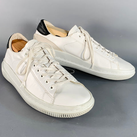 BARNEY'S NEW YORK Size 9.5 White Leather Low Top Rubber Sole Sneakers