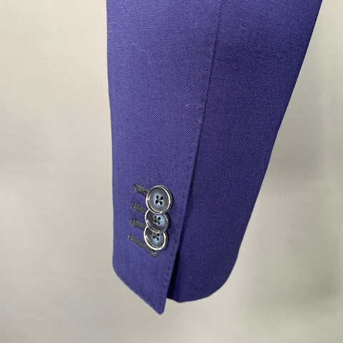 MAGARI Size 40 Blue Virgin Wool Notch Lapel Sport Coat