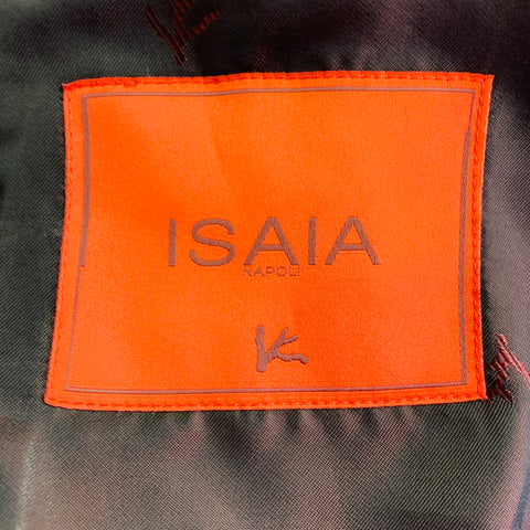ISAIA Size 40 Green Navy Plaid Wool Peak Lapel Sport Coat