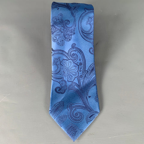 ERMENEGILDO ZEGNA Blue Paisley Silk Tie