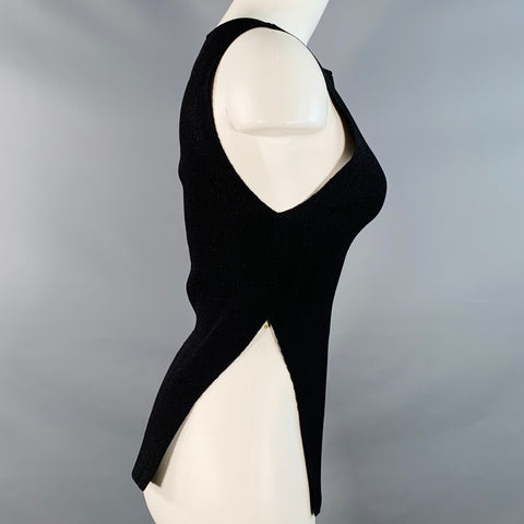 KHAITE Size XS Black Viscose Blend Rib Knit Sleeveless Casual Top