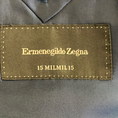 ERMENEGILDO ZEGNA Size 42 Regular Navy Blue Stripe Wool Notch Lapel Suit