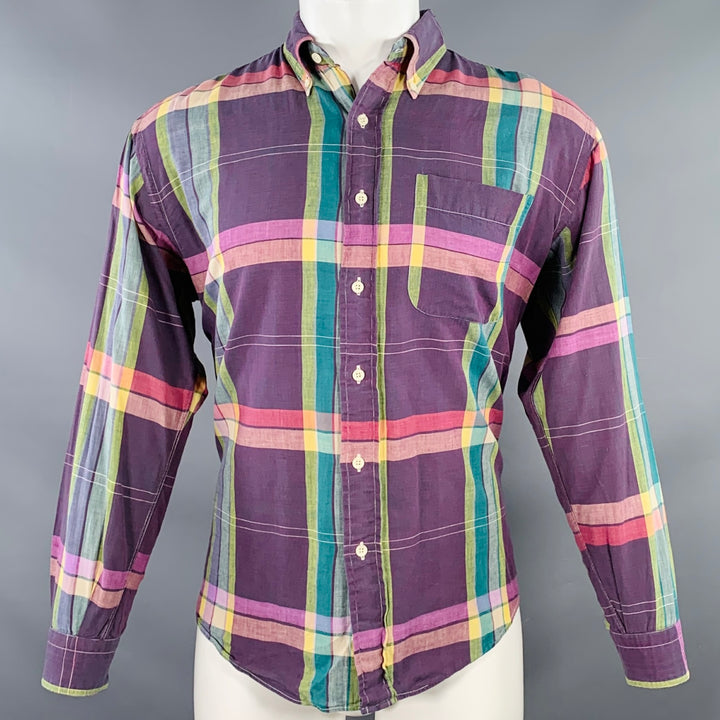 GITMAN BROS Size M Multi Color Madras Plaid Cotton One Pocket Long Sleeve Shirt
