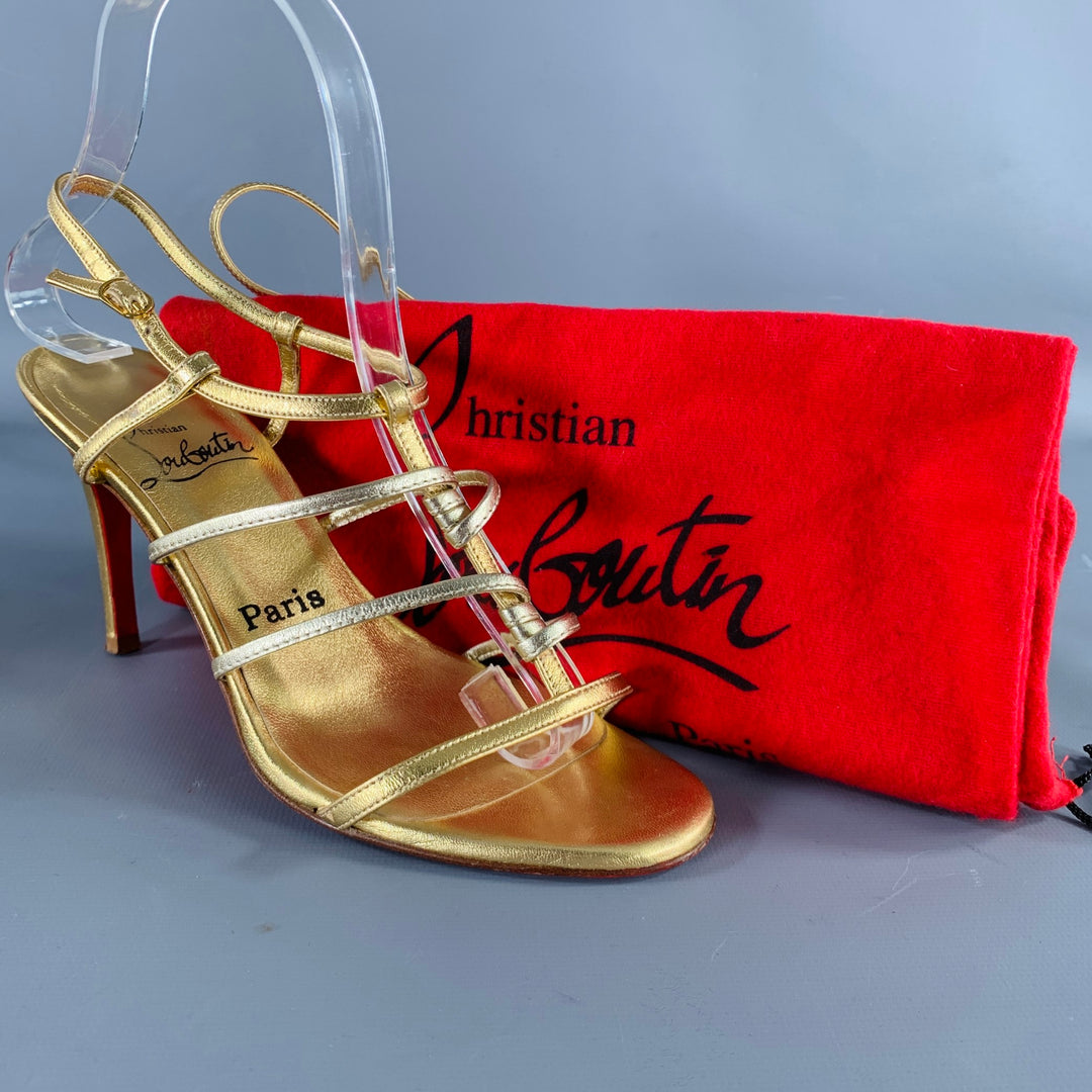 CHRISTIAN LOUBOUTIN Size 6 Gold Leather Strappy Sandals