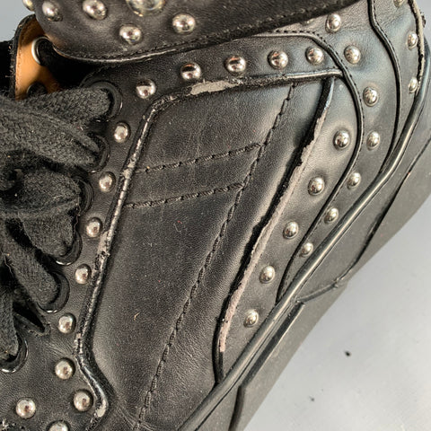 GIVENCHY Size 9 Tyson Black Studded Leather High Top Sneakers
