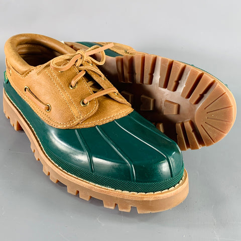 AIME LEON DORE Size 12 Papia Moc Green Brown Rubber Lace-Up Boots