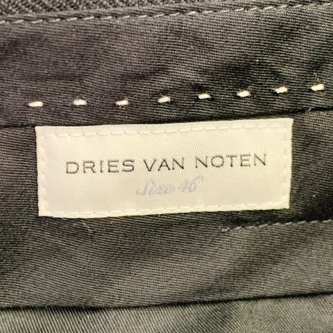DRIES VAN NOTEN Size 32 Black Twill Wool Pleated Dress Pants