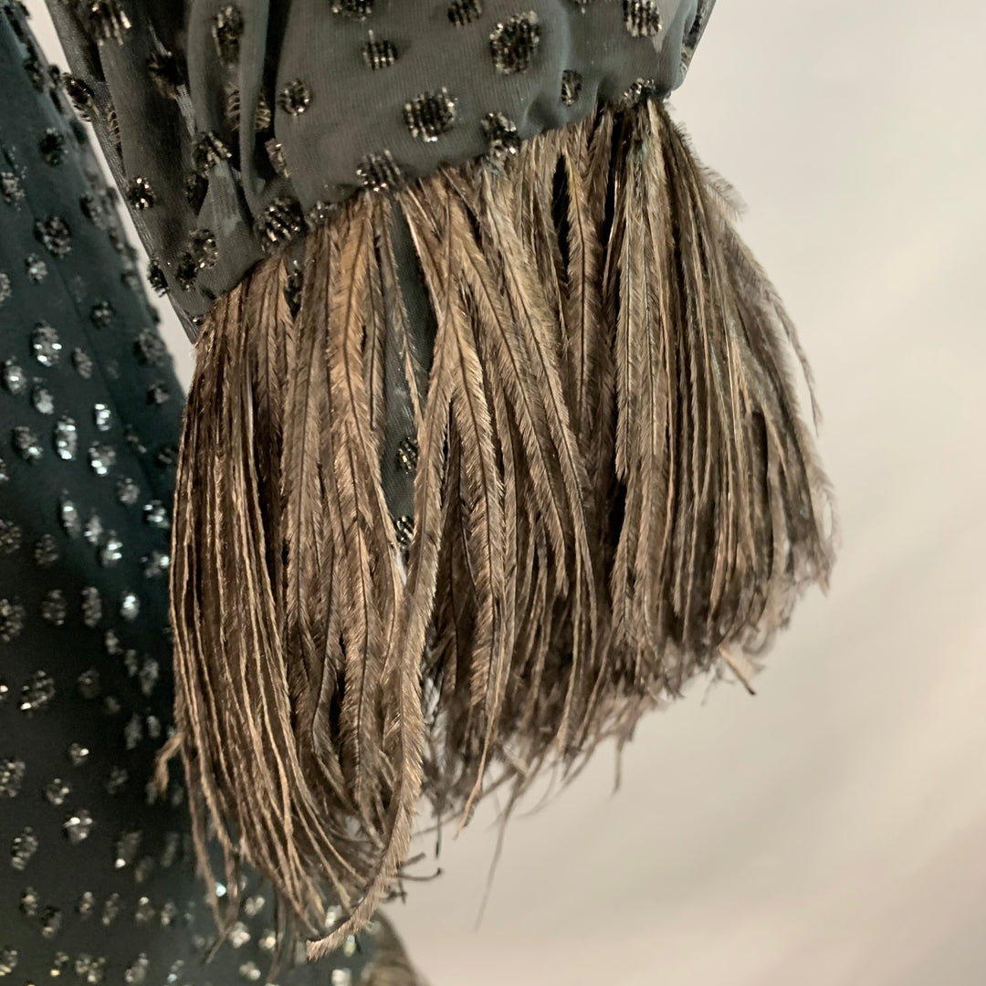 SAKS FIFTH AVENUE Size S Black Polyester Textured Ostrich Fringed Cock –  Sui Generis Designer Consignment