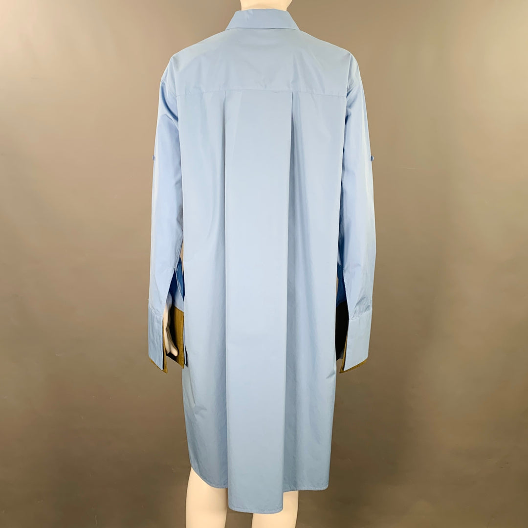 LOEWE Size 4 Blue Olive Cotton Mixed Fabrics Shirt Dress