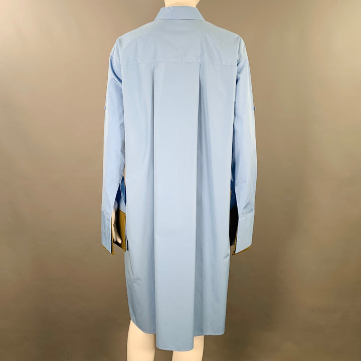LOEWE Size 4 Blue Olive Cotton Mixed Fabrics Shirt Dress