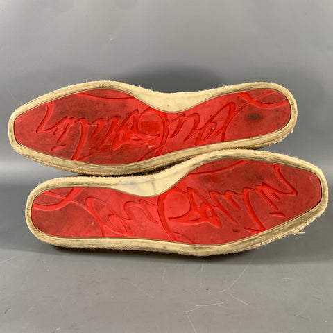 CHRISTIAN LOUBOUTIN Size 13 Grey Suede Espadrille Loafers