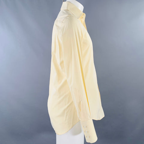 DSQUARED2 Size 38 Yellow Cotton Curved Cutaway Long Sleeve Shirt