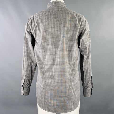 RALPH LAUREN Size M Grey Purple Plaid Cotton Spread Collar Long Sleeve Shirt