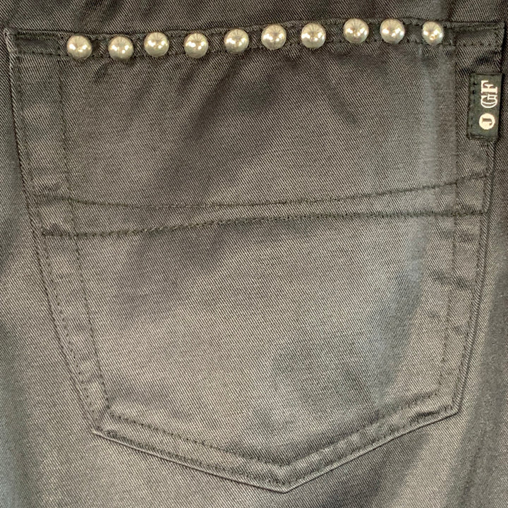 GIANFRANCO FERRE Size 32 Black Studded Cotton Blend Jean Cut Casual Pants