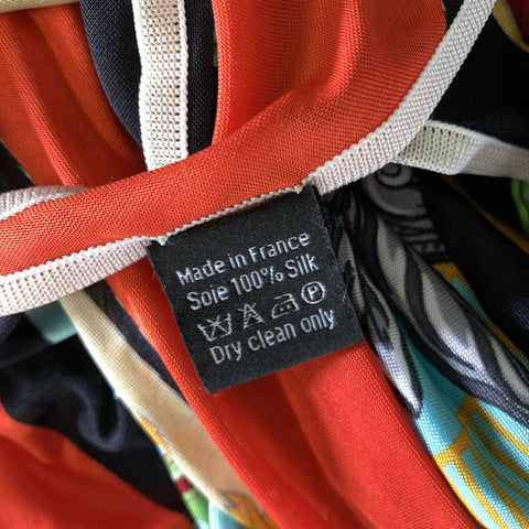 HERMES Black Color Block Equestrian Silk Scarves & Shawls