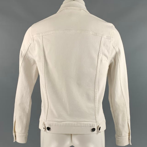 J BRAND Size M Off White Cotton Blend Trucker Jacket