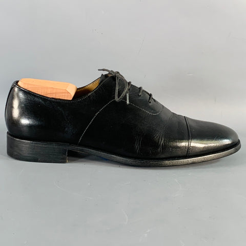JIL SANDER Size 9.5 Black Leather Oxford Lace-Up Shoes